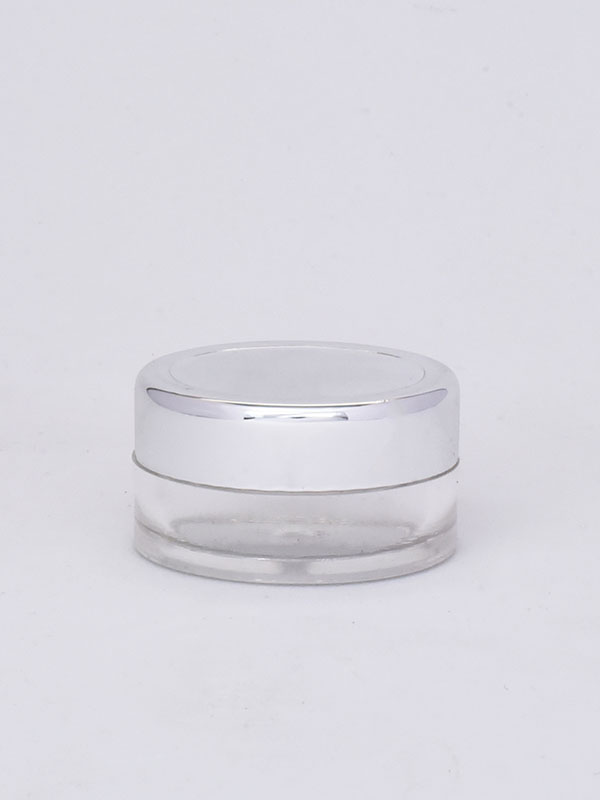 8 GM Clear SAN Cream Jar with Lid and Shinny Silver Metalized ABS Cap